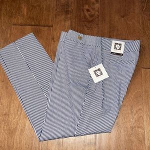 Anne Klein Slim Ankle Pants (navy blue and white stripes)